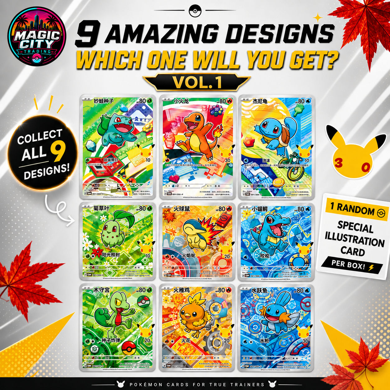 Pokémon TCG 30th Anniversary First Partner Bundle – Vol. 1 & Vol. 2 – Simplified Chinese