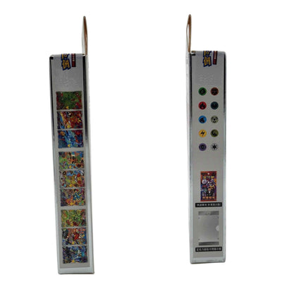 Side panels of Pokémon First Partner Vol. 3 blind box showing promotional artwork, Energy symbols, booster pack and magnetic frame.