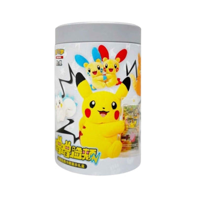 Pokémon Nuzzle Cheeks plush toy and card display blind box tin featuring Pikachu, Plusle and Minun artwork