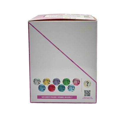 Side of the Pokémon Sylveon coin set display box showing nine colored coin designs and a mystery design.