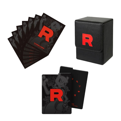 Team Rocket card sleeves, deck box and dividers from Pokémon TCG Chasing Glory Together / Destined Rivals on a white background.